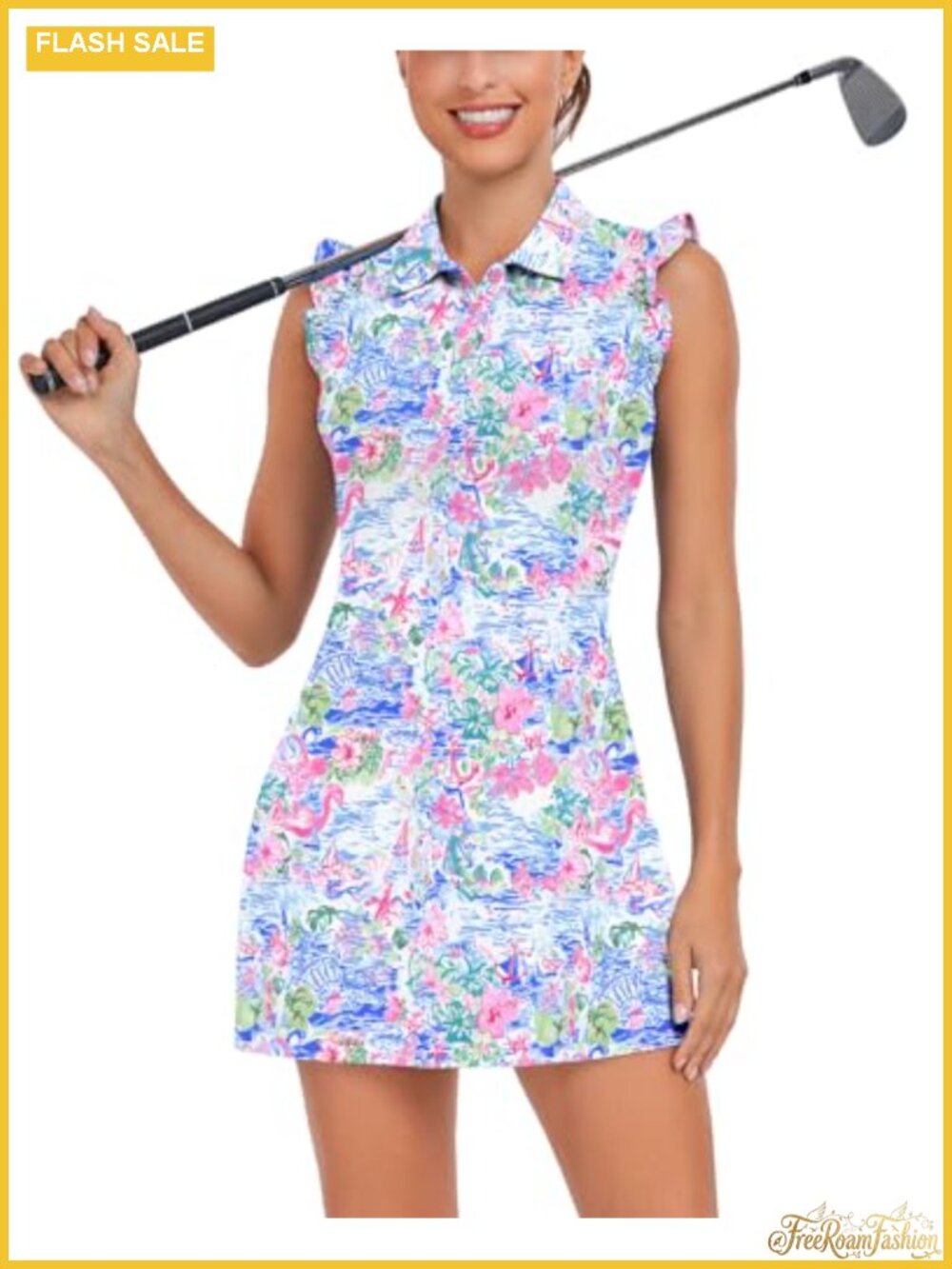 Women's Polo Tennis Dress with Shorts Pockets Quick Dry Sleeveless Athletic
